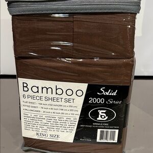 Solid Brown Bamboo 6 Piece Sheet Set